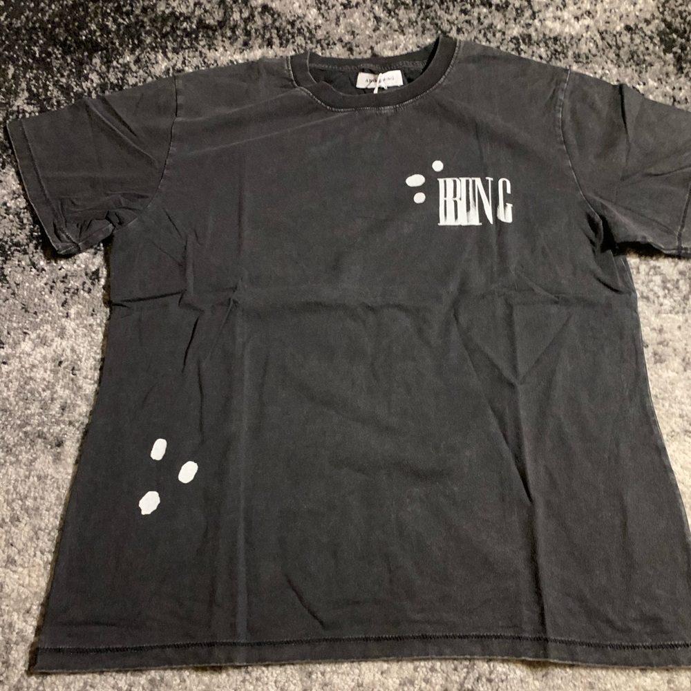 Anine Bing Overlapping Painted Logo Woman’s White T-Shirt Size Small